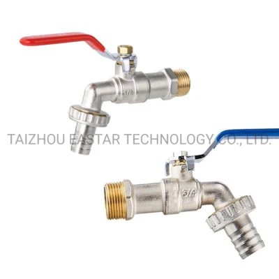 Male Thread Brass Boiler Ball Valve, Chrome Plated Brass Hose Bibcock with Flat Lever Handle